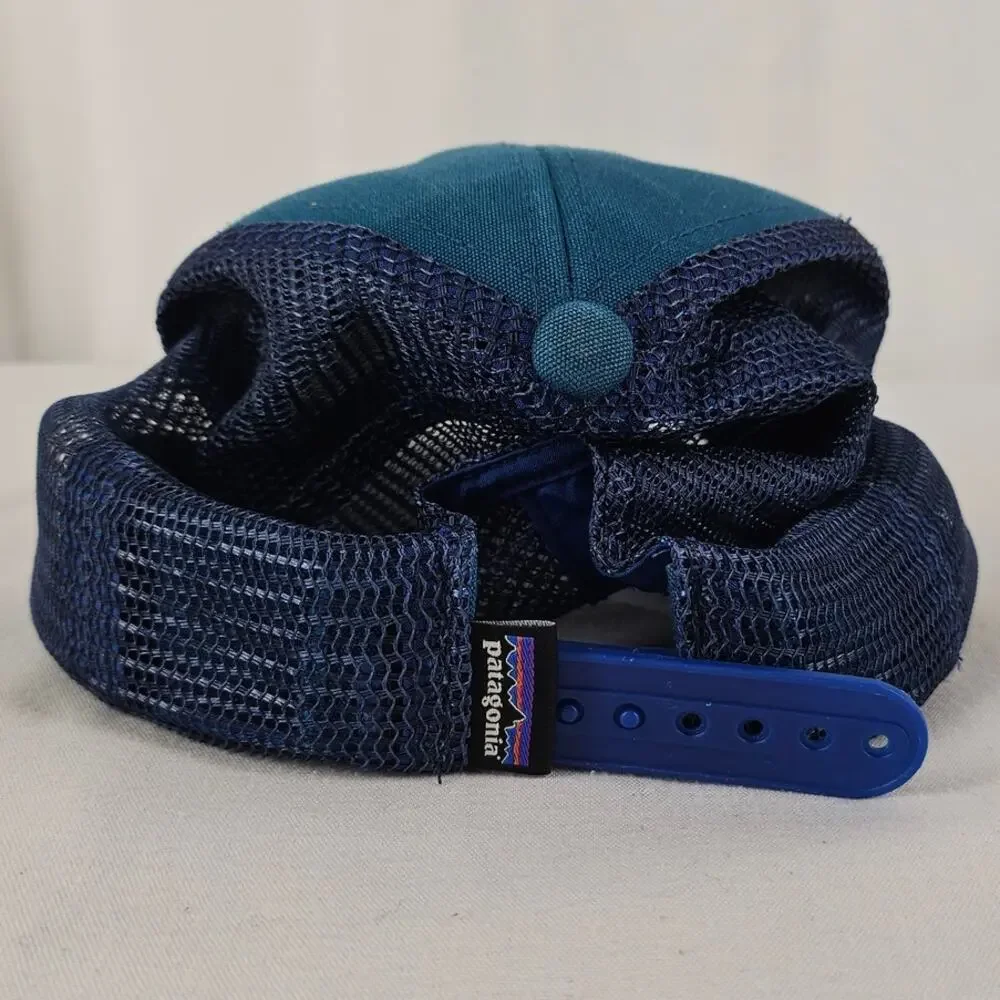 VINTAGE PATAGONIA TEAL MESH BACK SNAPBACK CAP – CLASSIC DESIGN – ORGANIC COTTON